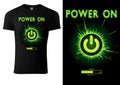 Black T-shirt Design Green Power Button Royalty Free Stock Photo