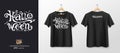 Black t shirt front and back mockup collections, halloween text design template Royalty Free Stock Photo