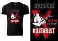 Black T-shirt with Hard Rock Guitarist