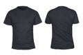 Black t-shirt mock up, front and back view, isolated. Plain black shirt mockup. Short sleeve shirt design template. Blank tees for Royalty Free Stock Photo