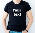 Black t shirt with sample text