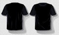 Black T-shirts template Set isolated, hand drawn tee shirts transparent background. Blank vector mockup advertising template.