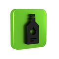 Black Tabasco sauce icon isolated on transparent background. Chili cayenne spicy pepper sauce. Green square button.