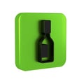 Black Tabasco sauce icon isolated on transparent background. Chili cayenne spicy pepper sauce. Green square button.
