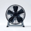 Black Table Fan Isolated on White Background, Modern Desktop Cooling Device for Home and Office Use Royalty Free Stock Photo