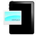 Black tablet pc with image icon