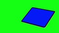 Black TabletPC turns on on green background. Easy customizable blue screen. Computer generated image.