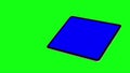 Black TabletPC turns on on green background. Easy customizable blue screen. Computer generated image.