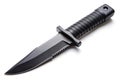 Black Tactical Survival Knife with Serrated Edge A Robust and Ergonomic Choice for Camping Hunting and Outdoor Royalty Free Stock Photo