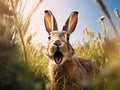 Ai Generated illustration Wildlife Concept of Black-tailed Jackrabbit