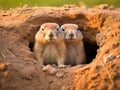 Ai Generated illustration Wildlife Concept of Black-tailed Prairie Dogs Royalty Free Stock Photo