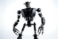 Black tall robot on a white background