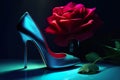 Pair of Black Tango Shoes with Rose Flowers AI Generative