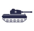 Black tank icon on a white background. modern military equipment.