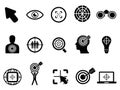 Black target icons set