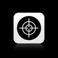 Black Target sport icon isolated on black background. Clean target with numbers for shooting range or shooting. Silver