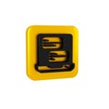 Black Taxi mobile app icon isolated on transparent background. Mobile application taxi. Yellow square button.