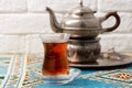 Black tea in armudu glass Royalty Free Stock Photo