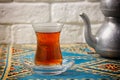 Black tea in armudu glass Royalty Free Stock Photo