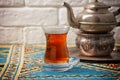 Black tea in armudu glass Royalty Free Stock Photo