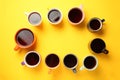 Black tea coffee in bright cups, office break, team building Royalty Free Stock Photo