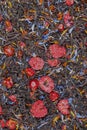 Black tea with dried berries, textura Royalty Free Stock Photo