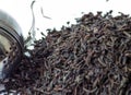 Black tea leaves pile. Earl gray tea. Royalty Free Stock Photo