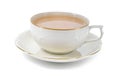 Black tea with milk in a porcelain cup. Royalty Free Stock Photo