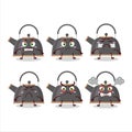 Black teapot cartoon character with various angry expressions
