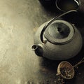 Black Teapot on vintage background