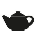 Black teapot on a white background with copy space
