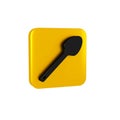 Black Teaspoon icon isolated on transparent background. Cooking utensil. Cutlery sign. Yellow square button.