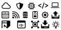 Black technology and digital icons on white background cloud computing shield Royalty Free Stock Photo
