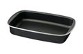 Black tefal and enamel ceramic baking dish isolated on white Royalty Free Stock Photo