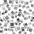 Black Telephone handset icon isolated seamless pattern on white background. Phone sign. Vector Royalty Free Stock Photo