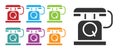 Black Telephone handset icon isolated on white background. Phone sign. Set icons colorful. Vector Royalty Free Stock Photo