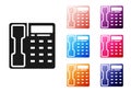 Black Telephone handset icon isolated on white background. Phone sign. Set icons colorful. Vector Royalty Free Stock Photo