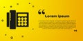 Black Telephone icon isolated on yellow background. Landline phone. Vector Royalty Free Stock Photo