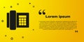 Black Telephone icon isolated on yellow background. Landline phone. Vector Illustration. Royalty Free Stock Photo