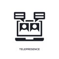 black telepresence isolated vector icon. simple element illustration from augmented reality concept vector icons. telepresence