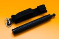 Black telescopic expandable baton / truncheon isolated