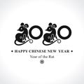 Black template 2020 with a cute cartoon rats. Chinese New Year of the Rat.