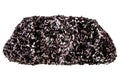 Black textile clutch has soft shape, sparkly handbag