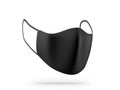 Black textile Face Mask mockup front half side view isolated on white
