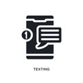 black texting isolated vector icon. simple element illustration from mobile app concept vector icons. texting editable logo symbol