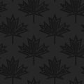 Black textured plastic maple leaves countered with inside