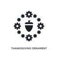 black thanksgiving ornament isolated vector icon. simple element illustration from united states of america concept vector icons.