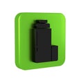 Black Thermos container icon isolated on transparent background. Thermo flask icon. Camping and hiking equipment. Green