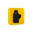 Black Thermos container icon isolated on transparent background. Thermo flask icon. Camping and hiking equipment. Yellow