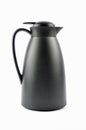 Black thermos jug on white background